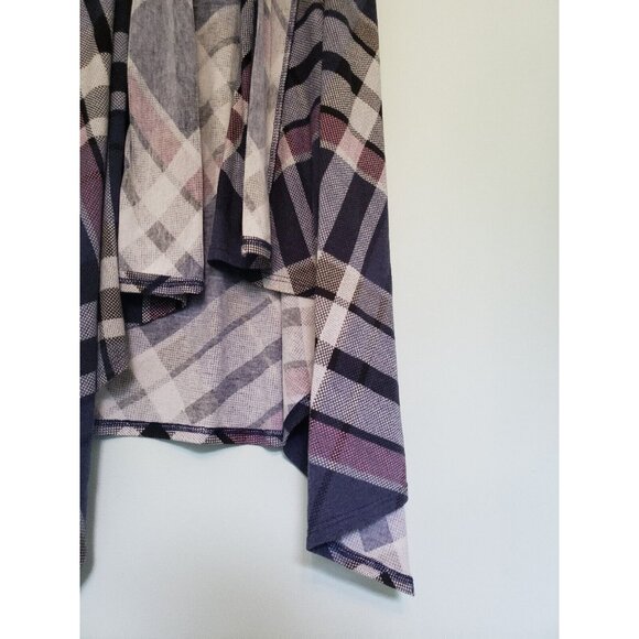 The Zigzag Stripe Womens Sz S Cardigan Sleeveless Open Front Plaid Pink Blue - Picture 3 of 5